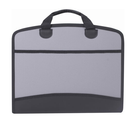 Изображение товара Пластиковая сумка-портфель BRAUBERG А4+ 375х305х60 мм, 4 отделения, 2 кармана, серый 228685