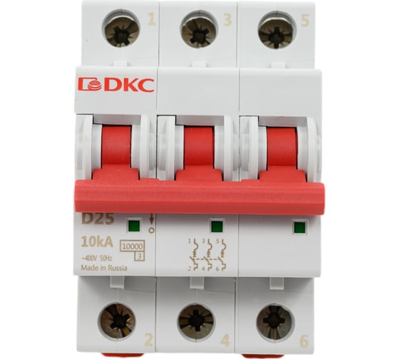 Изображение товара Автоматический модульный выключатель DKC YON MD63 3P 25А D 10kA MD63-3D25-10