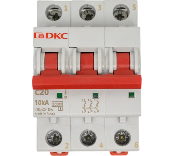 Изображение товара Автоматический модульный выключатель DKC YON MD63 3P 20А C 10kA MD63-3C20-10