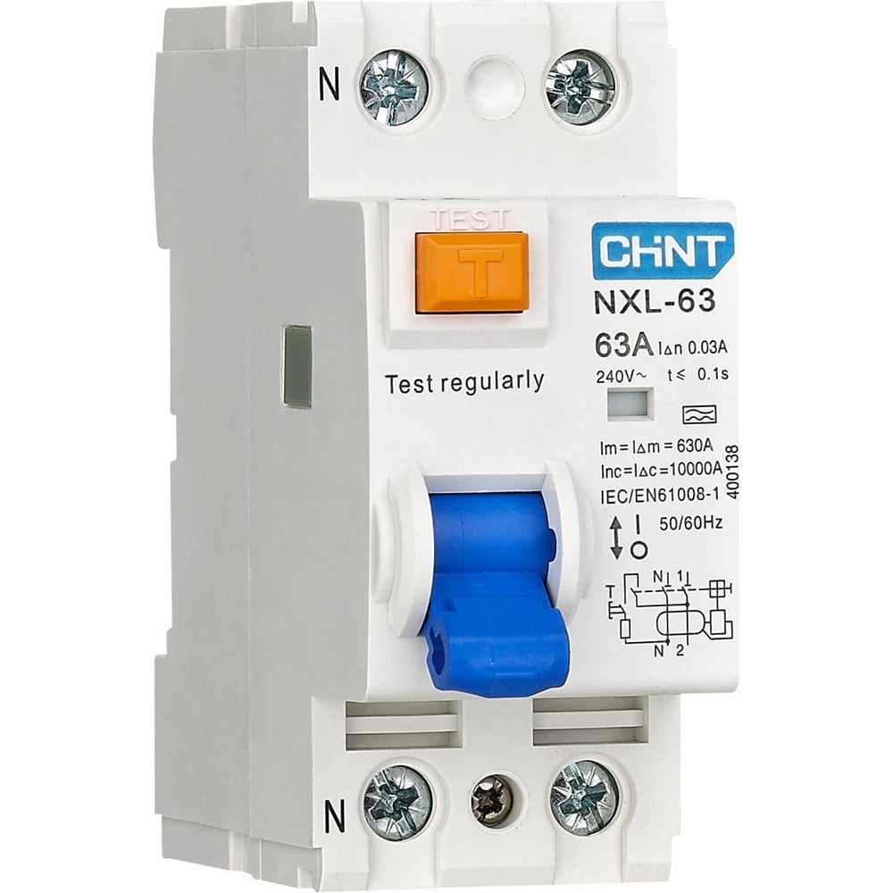 Изображение товара Выключатель дифференциального тока CHINT NXL-63 2P 63A 30мА IP20