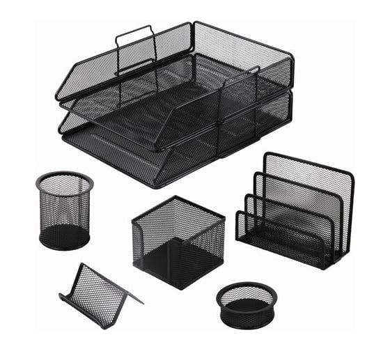 Изображение товара Настольный набор BRAUBERG Germanium из металла, 7 предметов, черный 231962