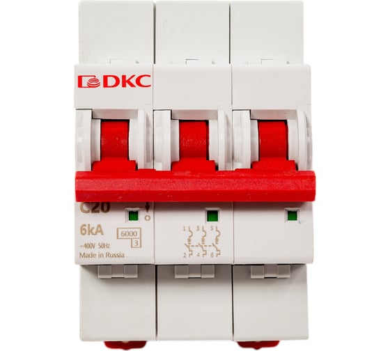 Изображение товара Автоматический модульный выключатель DKC YON MD63 3P 20А C 6kA MD63-3C20-6