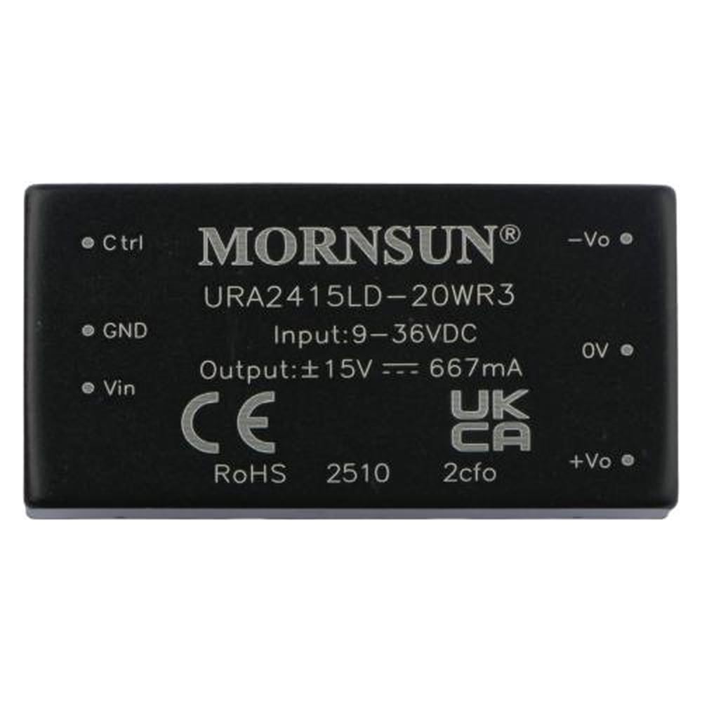 Изображение товара Блок питания MORNSUN URA2415LD-20WR3 на печатную плату, в корпусе 2X1INCH, DC/DC 20 Вт 15 В, -15 В, изолированный, широкий вход, биполярный выход 2183180