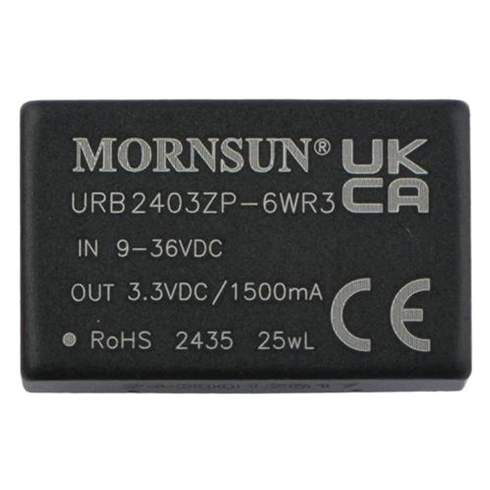 Изображение товара Блок питания MORNSUN URB2403ZP-6WR3 на печатную плату, в корпусе DIP24, DC/DC 6 Вт 3.3 В, изолированный, широкий вход, однополярный выход 3152454