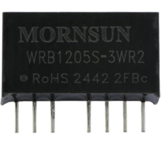 Изображение товара Блок питания MORNSUN WRB1205S-3WR2 на печатную плату, в корпусе SIP8, DC/DC 3 Вт 5 В, изолированный, широкий вход, однополярный выход 2734282
