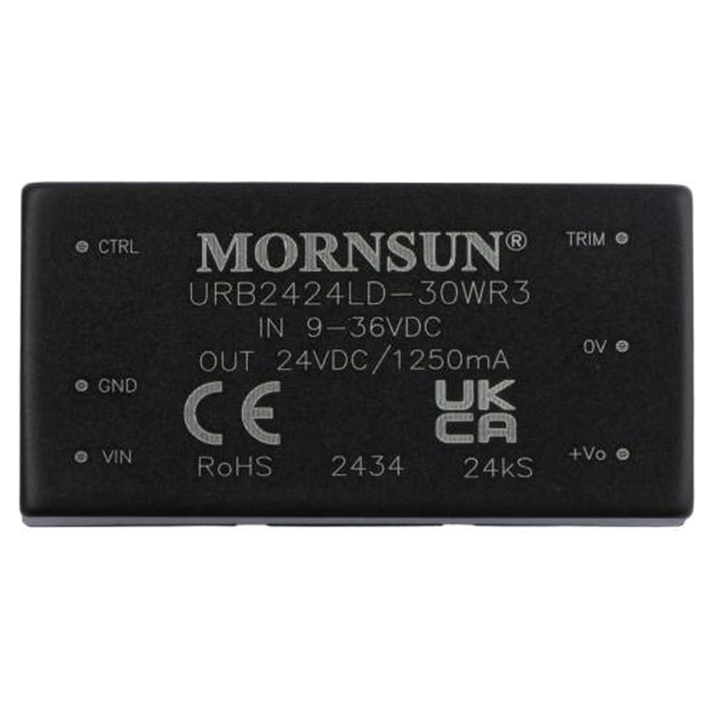Изображение товара Блок питания MORNSUN URB2424LD-30WR3 на печатную плату, в корпусе 2X1INCH, DC/DC 30 Вт 24 В, изолированный, широкий вход, однополярный выход 3152505