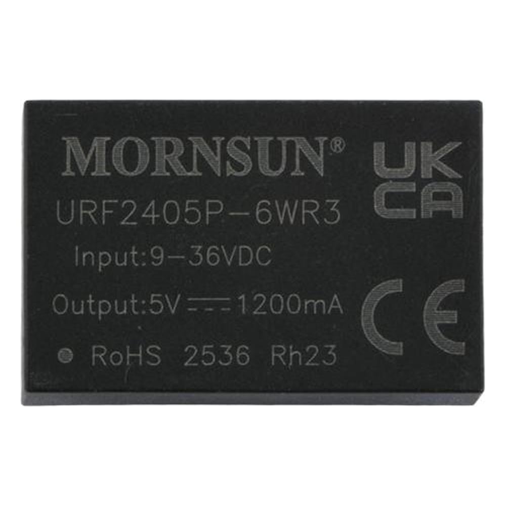 Изображение товара Блок питания MORNSUN URF2405P-6WR3 на печатную плату, в корпусе DIP24, DC/DC 6 Вт 5 В, изолированный, широкий вход, однополярный выход 3046156