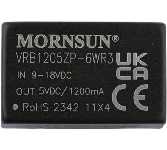 Изображение товара Блок питания MORNSUN VRB1205ZP-6WR3 на печатную плату, в корпусе DIP24, DC/DC 6 Вт 5 В, изолированный, однополярный выход, стандартный корпус 2118750
