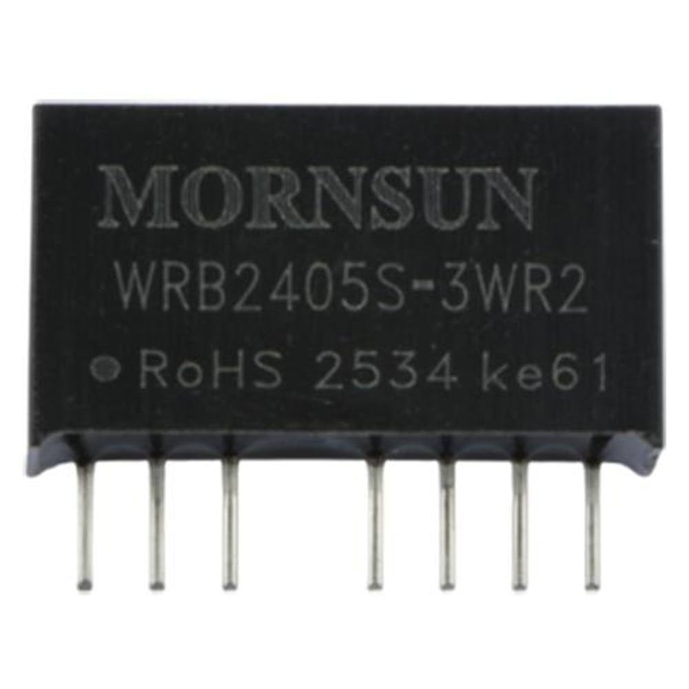 Изображение товара Блок питания MORNSUN WRB2405S-3WR2 на печатную плату, в корпусе SIP8, DC/DC 3 Вт 5 В, изолированный, широкий вход, однополярный выход 2262882