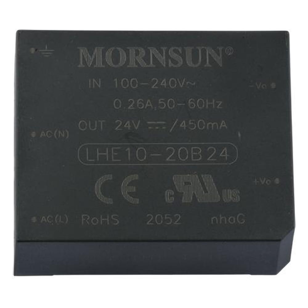 Изображение товара Блок питания MORNSUN LHE10-20B24 на печатную плату, в кожухе, AC/DC 10 Вт 24 В, изолированный, залитый компаундом, универсальный вход 3152253