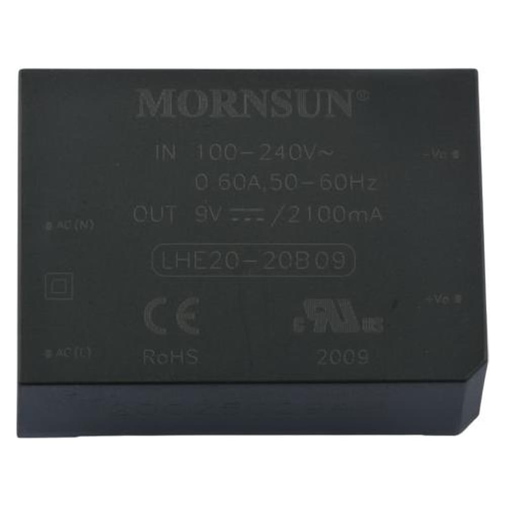 Изображение товара Блок питания MORNSUN LHE20-20B09 на печатную плату, в кожухе, AC/DC 20 Вт 9 В, изолированный, залитый компаундом, универсальный вход 3153507