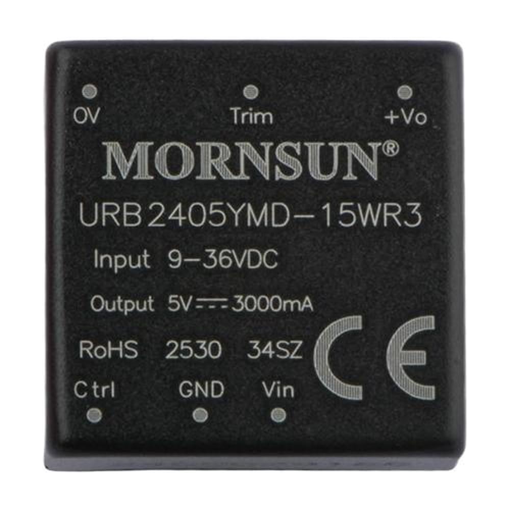 Изображение товара Блок питания MORNSUN URB2405YMD-15WR3 на печатную плату, DC/DC 15 Вт 5 В, изолированный, широкий вход, однополярный выход 3152464