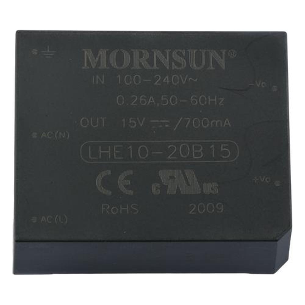 Изображение товара Блок питания MORNSUN LHE10-20B15 на печатную плату, в кожухе, AC/DC 10 Вт 15 В, изолированный, залитый компаундом, универсальный вход 3152252