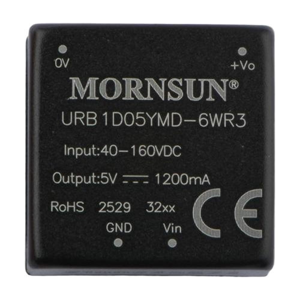 Изображение товара Блок питания MORNSUN URB1D05YMD-6WR3 на печатную плату, DC/DC 6 Вт 5 В, изолированный, широкий вход, однополярный выход 3045661