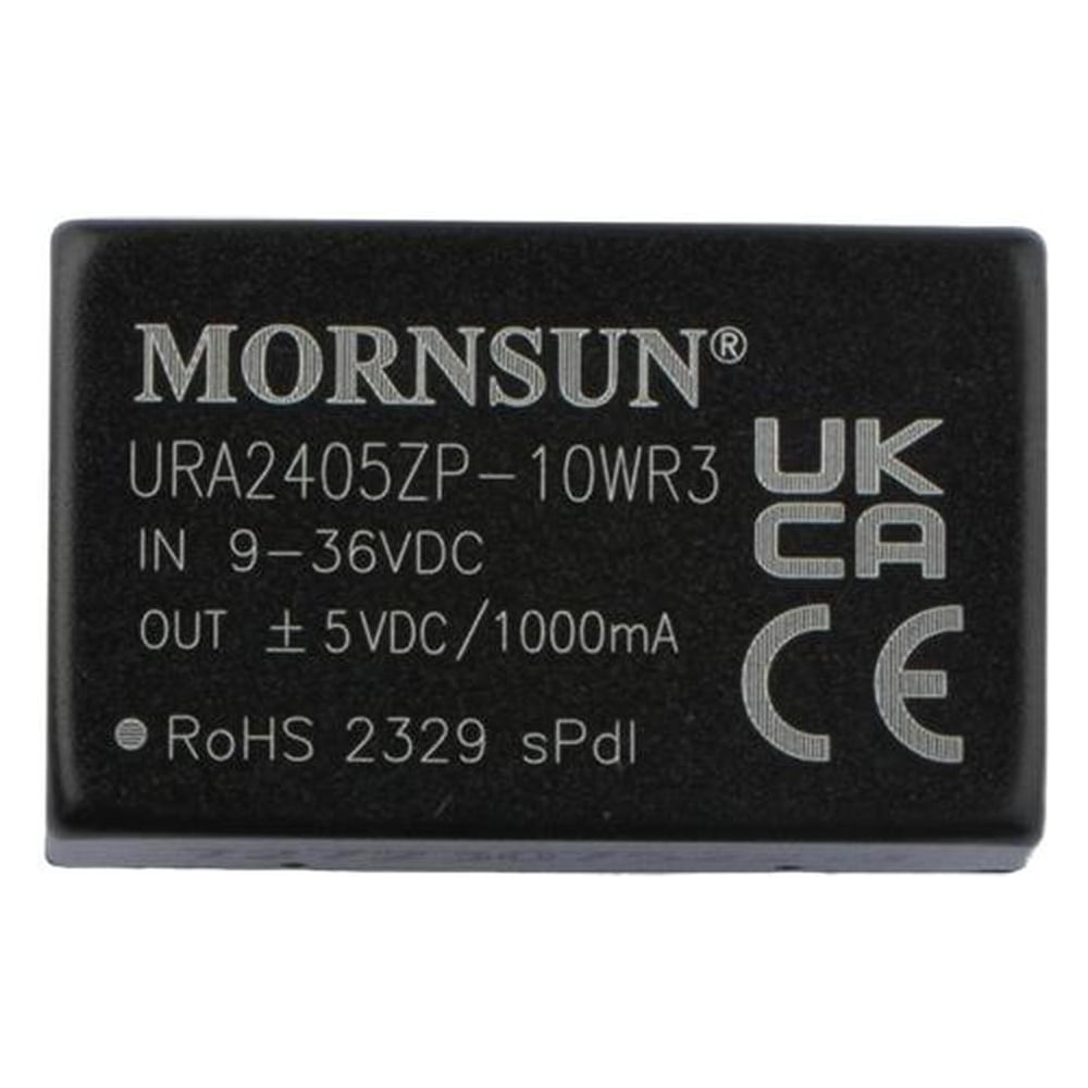 Изображение товара Блок питания MORNSUN URA2405ZP-10WR3 на печатную плату, DC/DC 10 Вт 5 В, -5 В, изолированный, широкий вход, биполярный выход 3152377