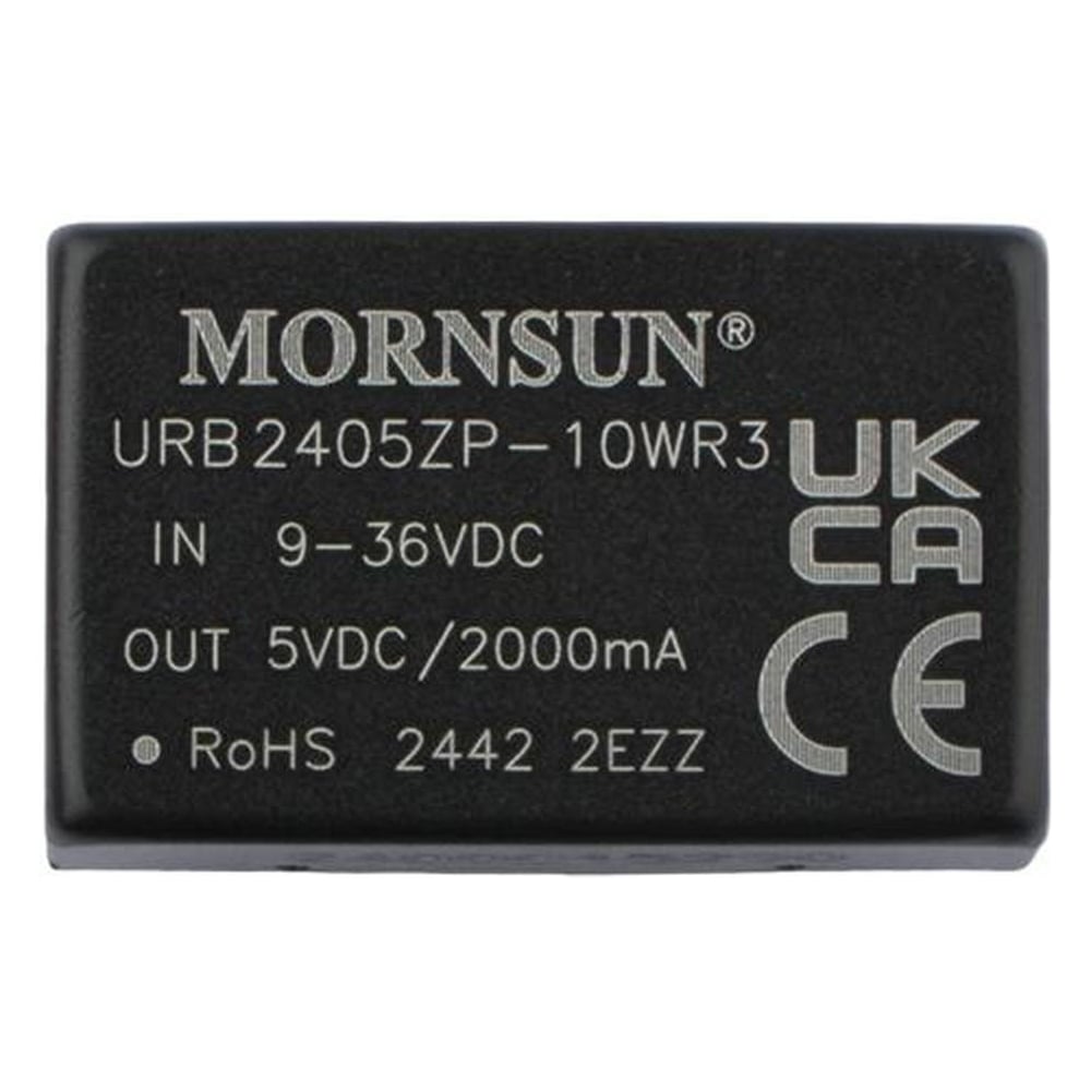 Изображение товара Блок питания MORNSUN URB2405ZP-10WR3 на печатную плату, DC/DC 10 Вт 5 В, изолированный, широкий вход, однополярный выход 3152465