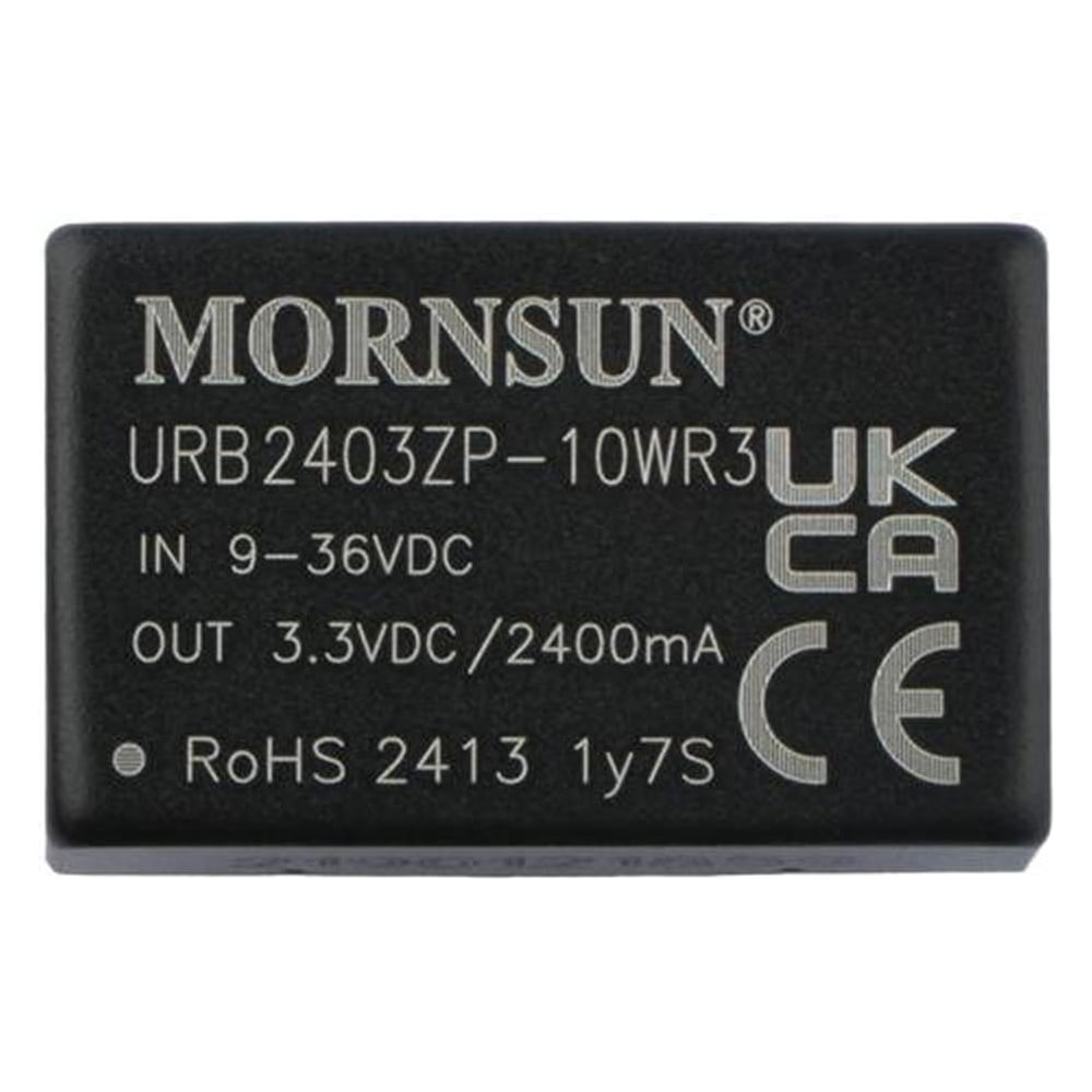 Изображение товара Блок питания MORNSUN URB2403ZP-10WR3 на печатную плату, DC/DC 10 Вт 3.3 В, изолированный, широкий вход, однополярный выход 3152453