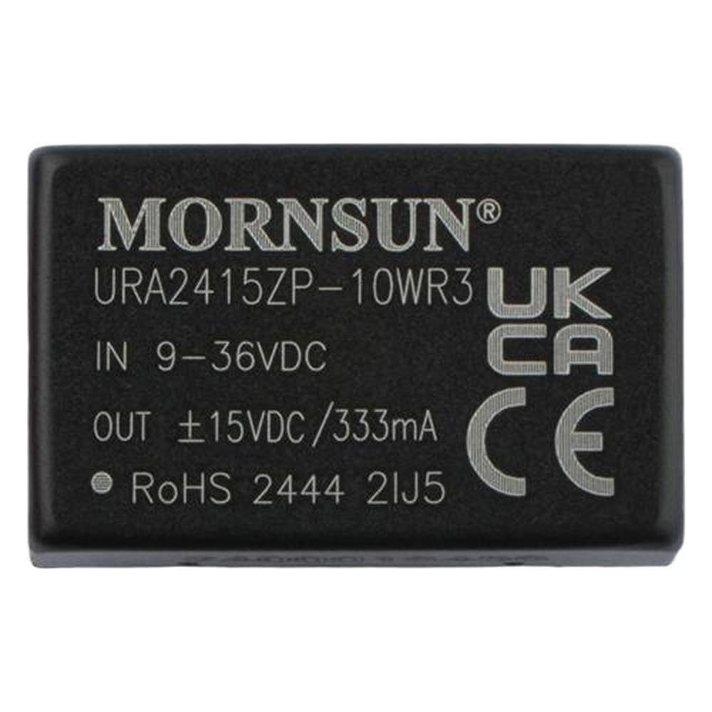 Изображение товара Блок питания MORNSUN URA2415ZP-10WR3 на печатную плату, DC/DC 10 Вт 15 В, -15 В, изолированный, широкий вход, биполярный выход 3152396