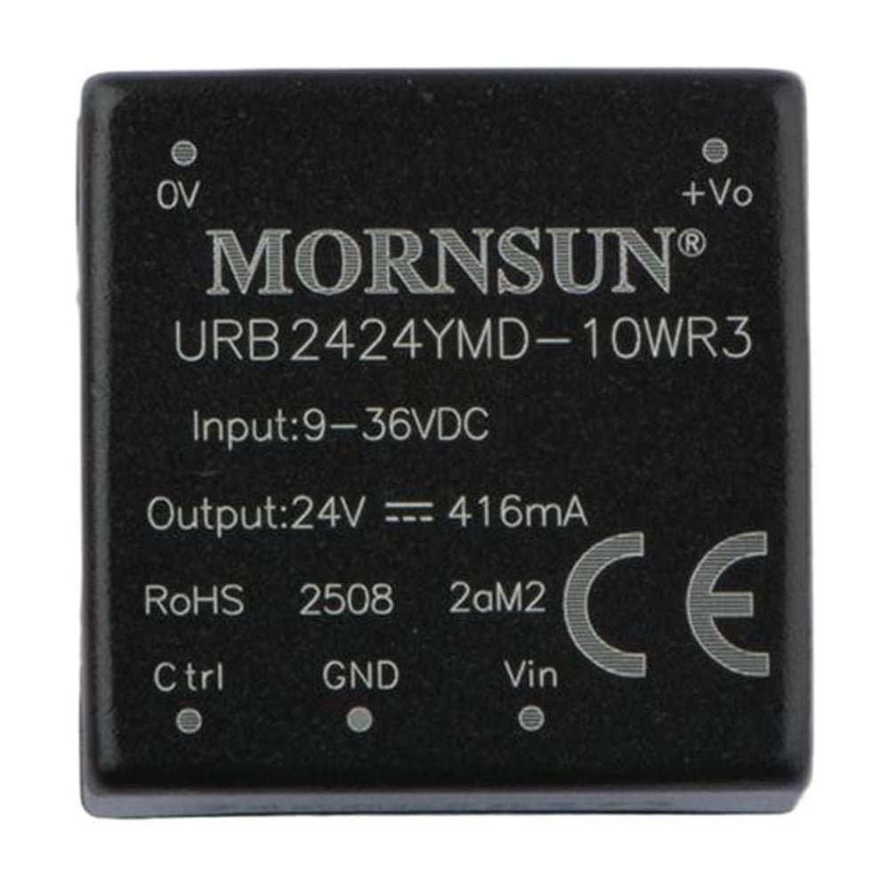 Изображение товара Блок питания MORNSUN URB2424YMD-10WR3 на печатную плату, DC/DC 10 Вт 24 В, изолированный, широкий вход, однополярный выход 3152508