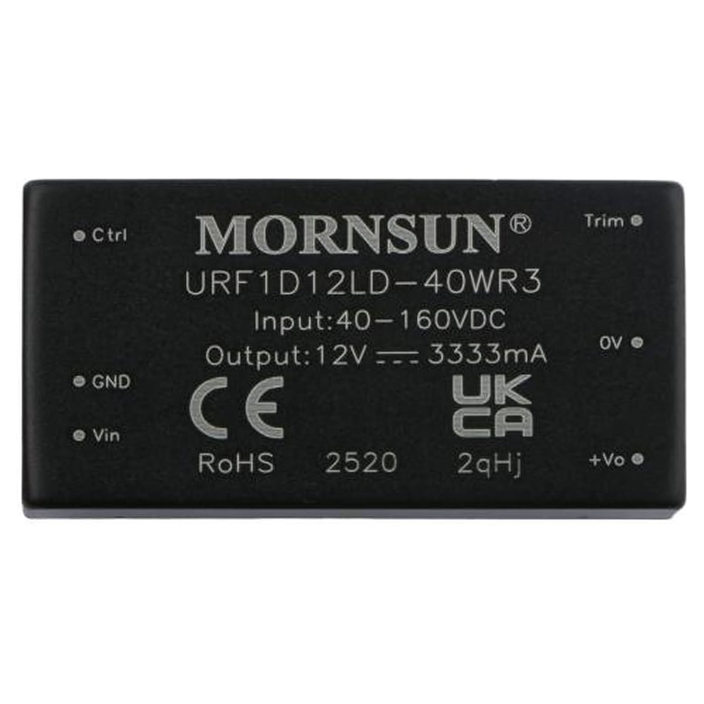Блок питания MORNSUN URF1D12LD-40WR3 на печатную плату, DC/DC 40 Вт 12 В, изолированный, широкий вход, однополярный выход 3205158