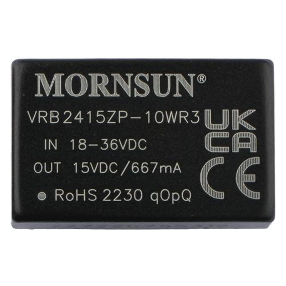 Изображение товара Блок питания MORNSUN VRB2415ZP-10WR3 на печатную плату, DC/DC 10 Вт 15 В, изолированный, однополярный выход, стандартный корпус 3152812