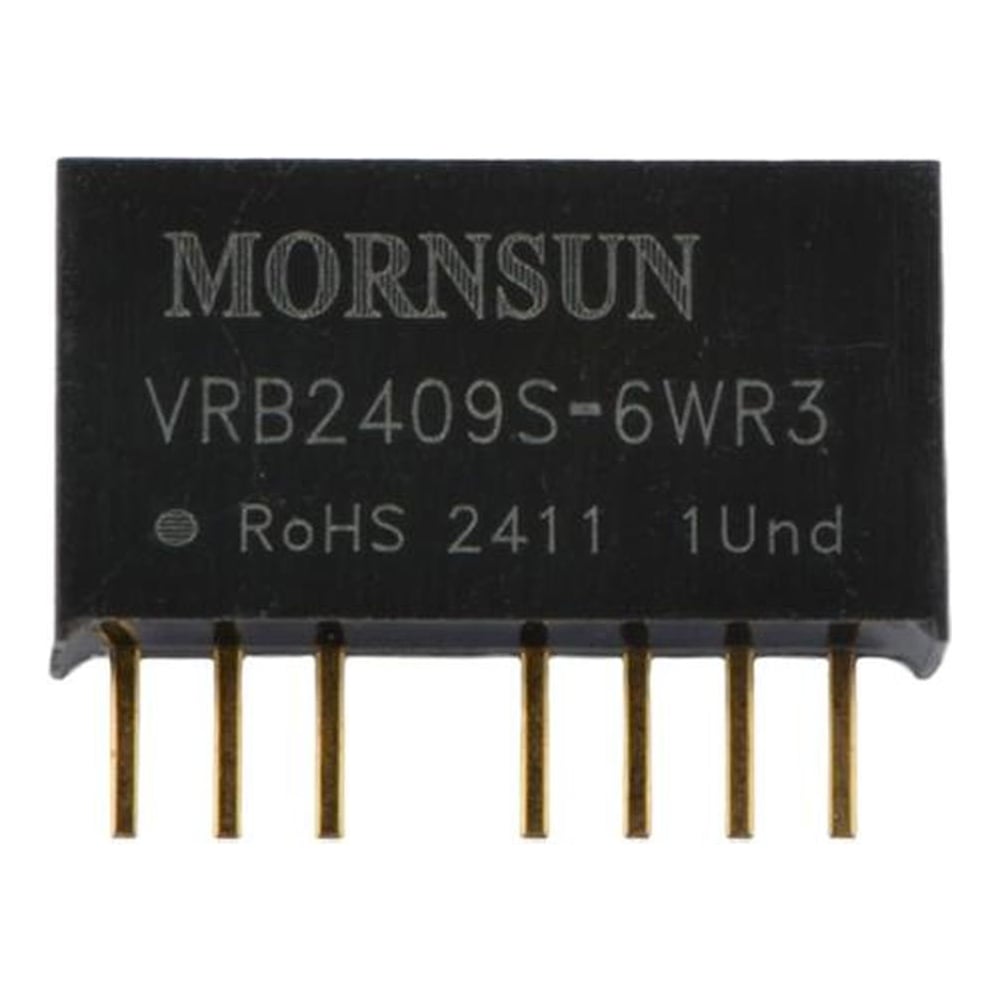 Изображение товара Блок питания MORNSUN VRB2409S-6WR3 на печатную плату, DC/DC 6 Вт 9 В, изолированный, однополярный выход, стандартный корпус 3153588