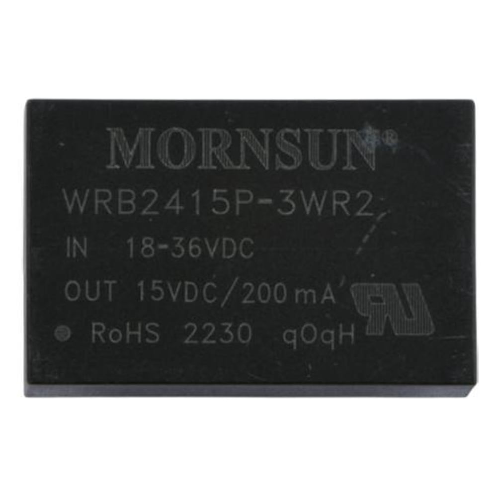 Изображение товара Блок питания MORNSUN WRB2415P-3WR2 на печатную плату, DC/DC 3 Вт 15 В, изолированный, широкий вход, однополярный выход 3152983