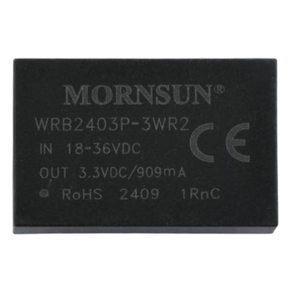 Изображение товара Блок питания MORNSUN WRB2403P-3WR2 на печатную плату, DC/DC 3 Вт 3.3 В, изолированный, широкий вход, однополярный выход 3152974