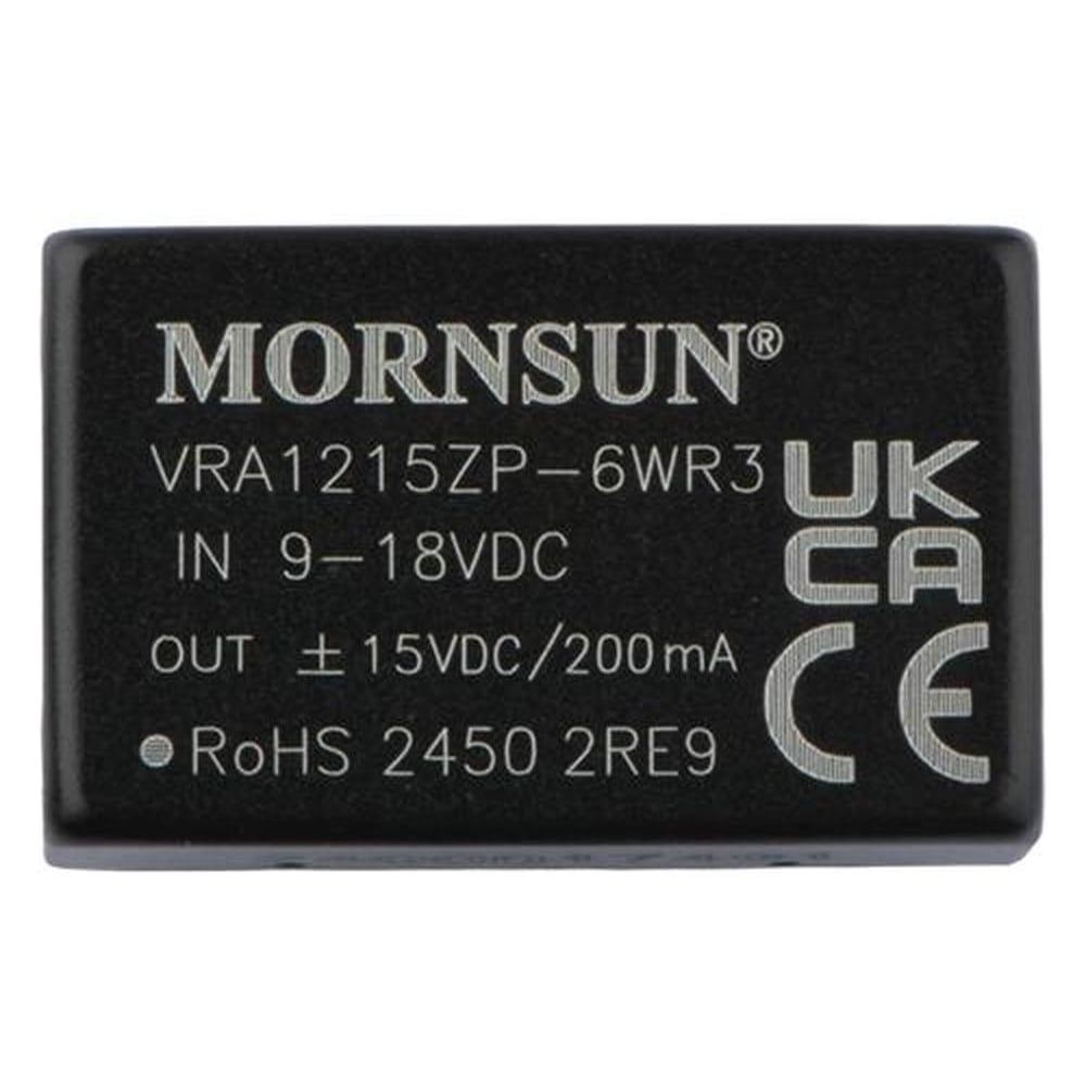 Изображение товара Блок питания MORNSUN VRA1215ZP-6WR3 на печатную плату, DC/DC 6 Вт 15 В, -15 В, изолированный, биполярный выход, стандартный корпус 3095341