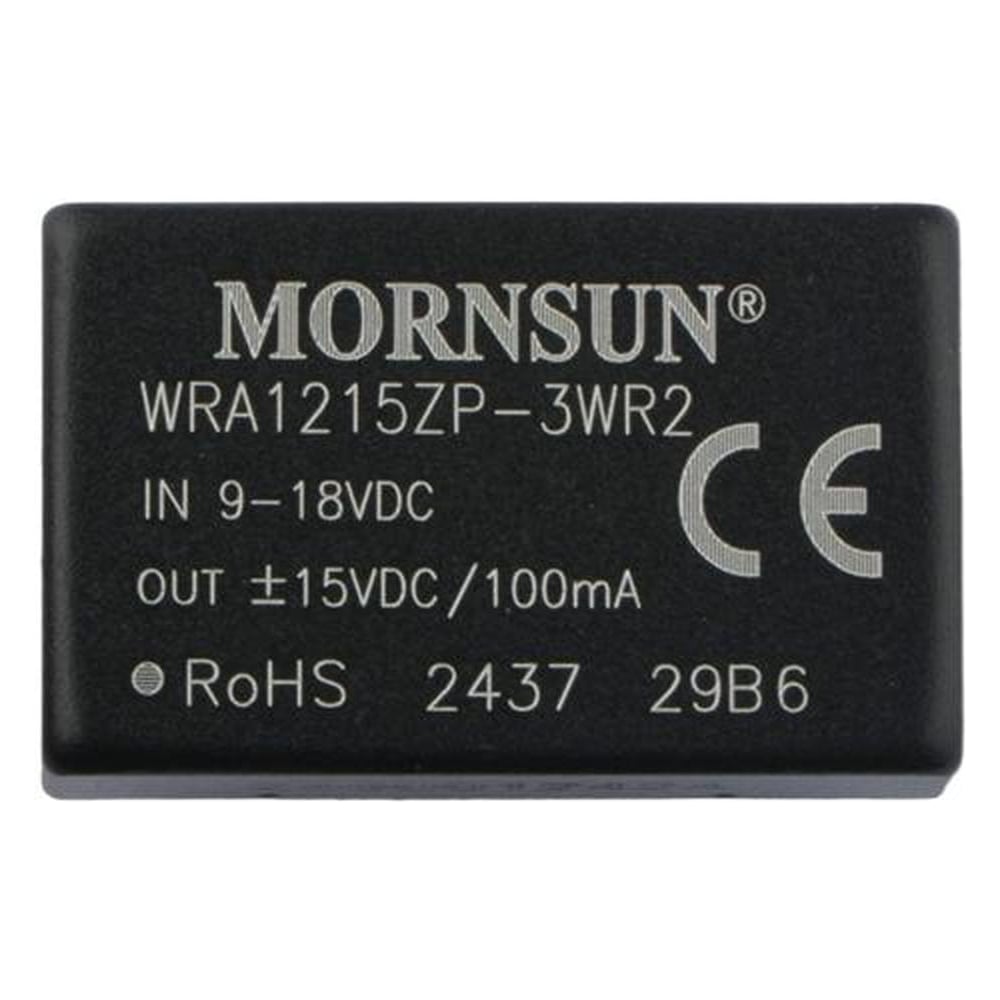 Изображение товара Блок питания MORNSUN WRA1215ZP-3WR2 на печатную плату, DC/DC 3 Вт 15 В, изолированный, широкий вход, биполярный выход 3152910