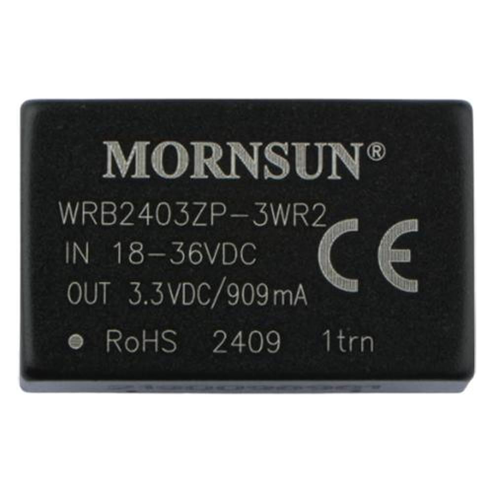 Изображение товара Блок питания MORNSUN WRB2403ZP-3WR2 на печатную плату, DC/DC 3 Вт 3.3 В, изолированный, широкий вход, однополярный выход 3152975