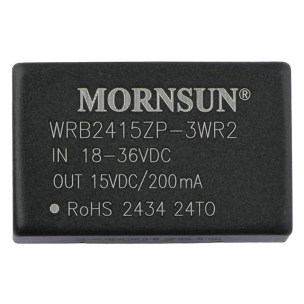 Изображение товара Блок питания MORNSUN WRB2415ZP-3WR2 на печатную плату, DC/DC 3 Вт 15 В, изолированный, широкий вход, однополярный выход 3152985