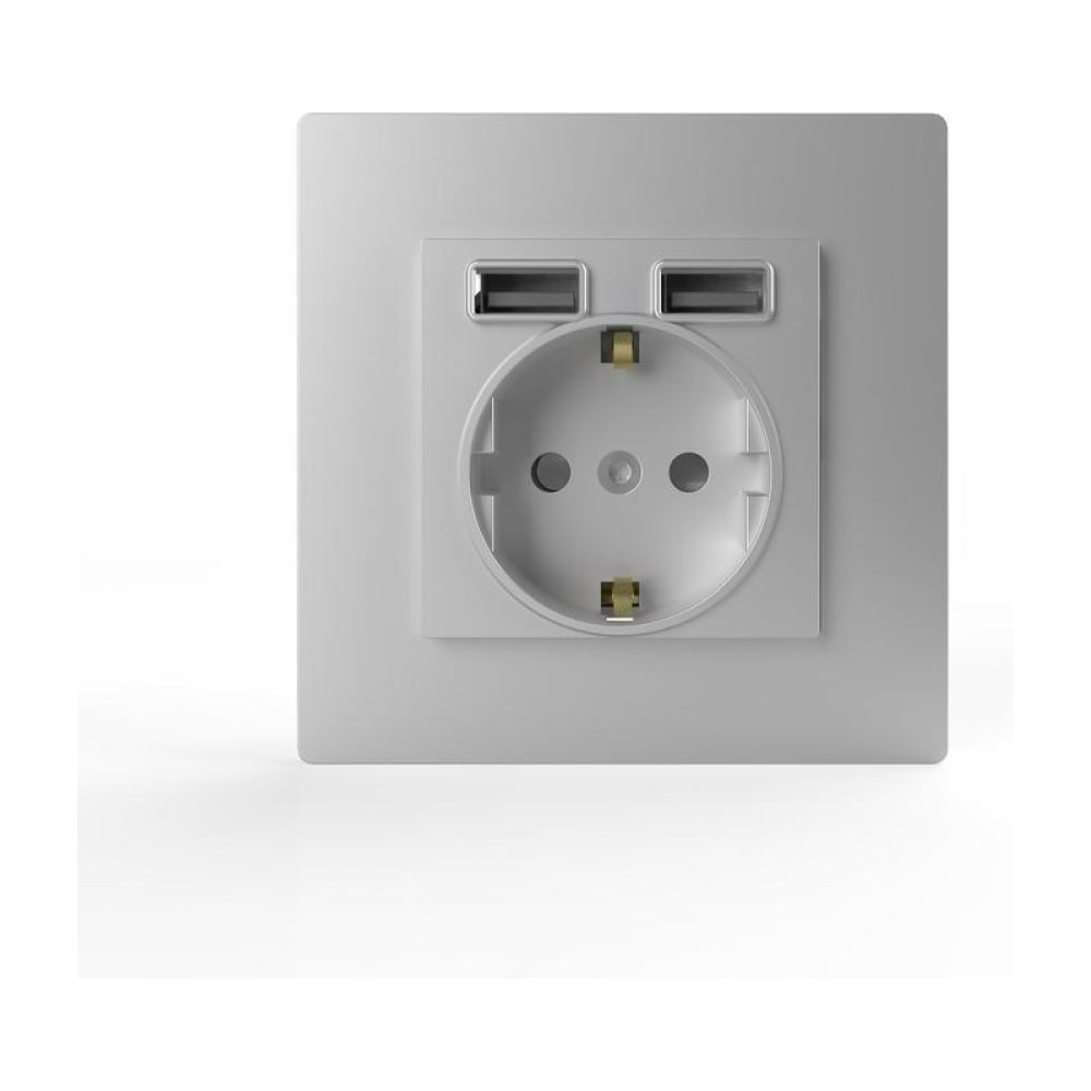 Изображение товара Розетка встраиваемая с USB TOKOV ELECTRIC Pixel IP20 серебристая