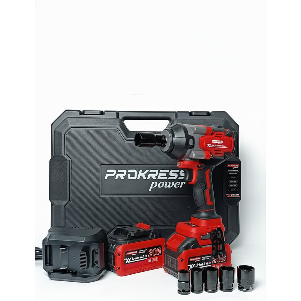 Аккумуляторный гайковерт PROKRESSPOWER Li-ion 20V 6,0Ач DIW-20/1200 BL XLine 1/2 1200Hm 2 АКБ + ЗУ Prokress power 00-00002719