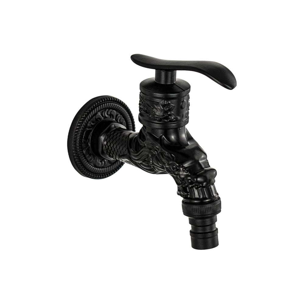 Изображение товара Кран водоразборный Санакс 1/2, 10 см от стены, металлокерамика, со штуцером, цвет ЧЕРНЫЙ 92553