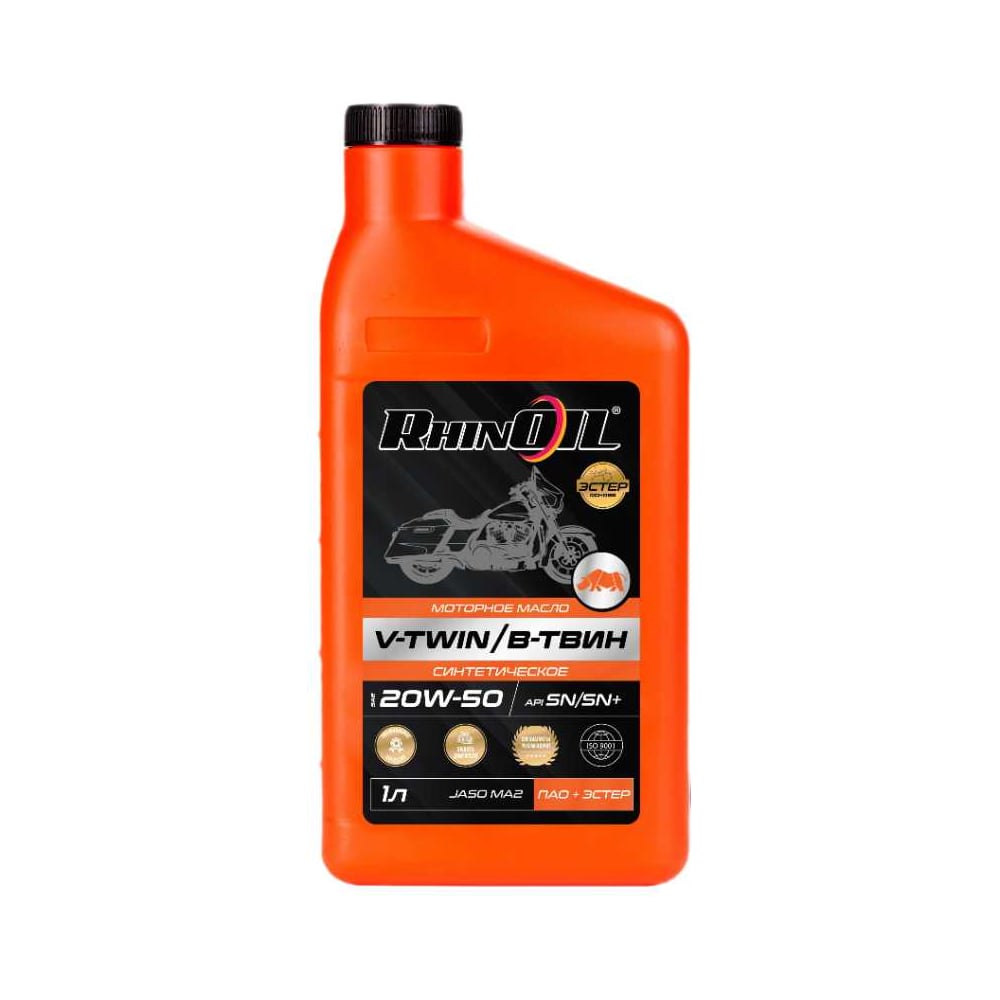 Изображение товара Масло моторное синтетическое RhinOil RHINOIL V-TWIN SAE 20w-50 API SN/SN+ JASO MA2 Ester 1л 4631170059510