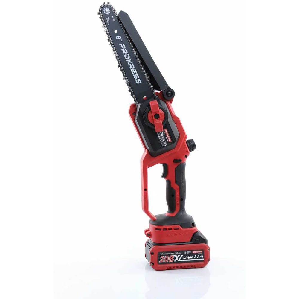 Изображение товара Аккумуляторная пила цепная PROKRESSPOWER Li-ion 20 В, 3,0 Ач, CS20-8C Xline, 1 АКБ + ЗУ, шина 8, цепь 37 звена 00-00002306 Изображение товара Аккумуляторная пила цепная PROKRESSPOWER Li-ion 20 В, 3,0 Ач, CS20-8C Xline, 1 АКБ + ЗУ, шина 8, цепь 37 звена 00-00002306