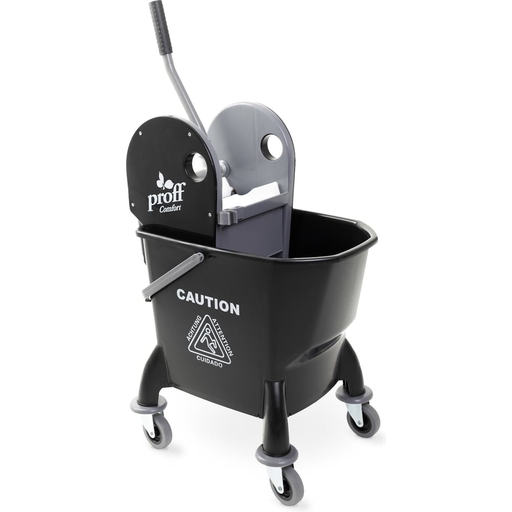 Изображение товара Ведро на колесах Proff Comfort 25л, пластик, с отжимом, черное 520242 Изображение товара Ведро на колесах Proff Comfort 25л, пластик, с отжимом, черное 520242