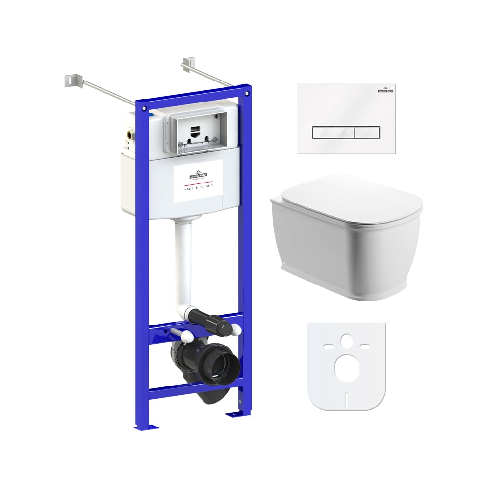 Изображение товара Комплект инсталляции с унитазом Lavinia Boho Bell Pro Rimless 6 в 1 стиль современный белый