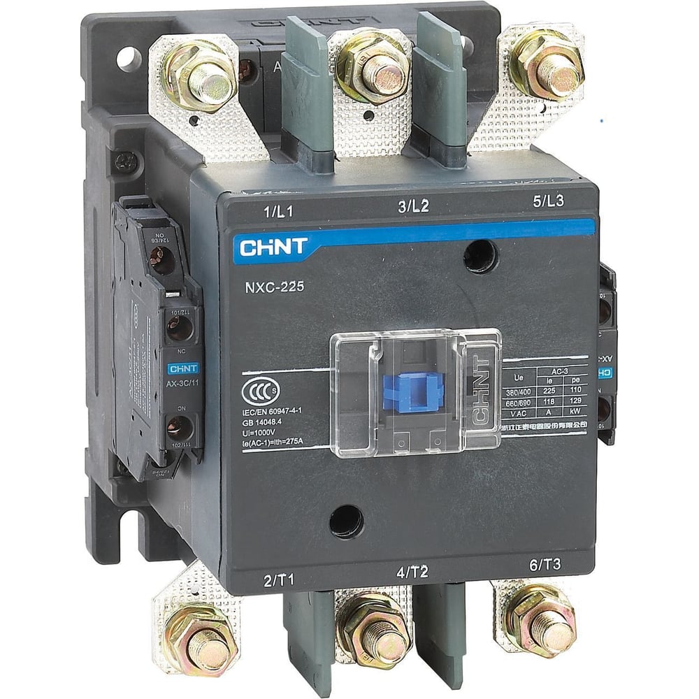 Изображение товара Контактор CHINT NXC-265 3P 265A AC/DC110-127B (50Гц) 2НО+2НЗ (R) 836543