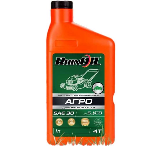 Изображение товара Масло моторное минеральное RhinOil для 4-х тактных двигателей 4Т SAE 30 API SJ/CD для газонокосилок 1л 4631170058926