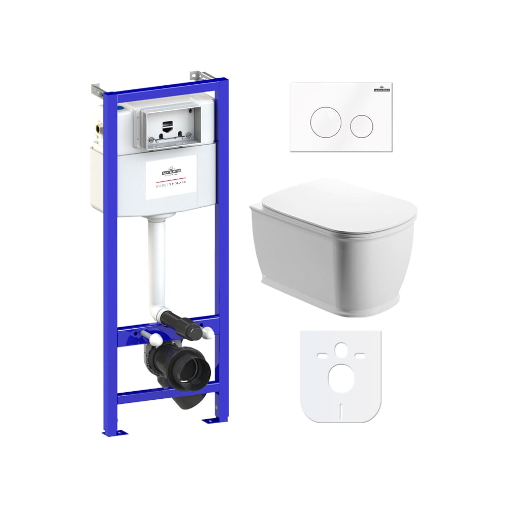 Изображение товара Инсталляция с унитазом Lavinia Bell Pro Rimless 6 в 1 современный дизайн белый