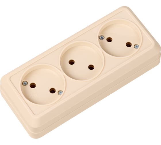 Изображение товара 3-ая розетка TDM ELECTRIC горизонтальная 2П открытой установки IP20 10A слоновая кость Ладога SQ1801-0224