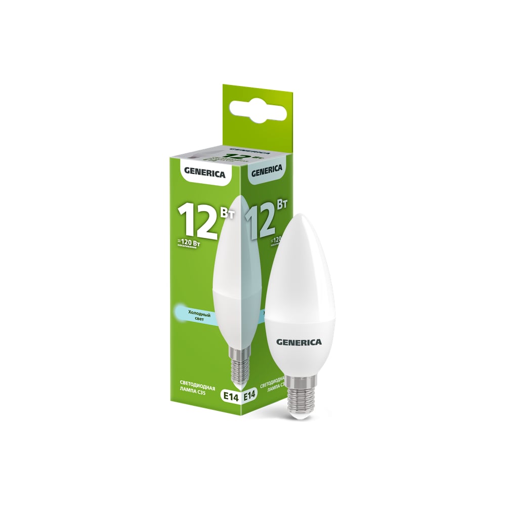 Изображение товара Лампа LED GENERICA C35 свеча 12Вт 230В 6500К E14 LL-C35-12-230-65-E14-G
