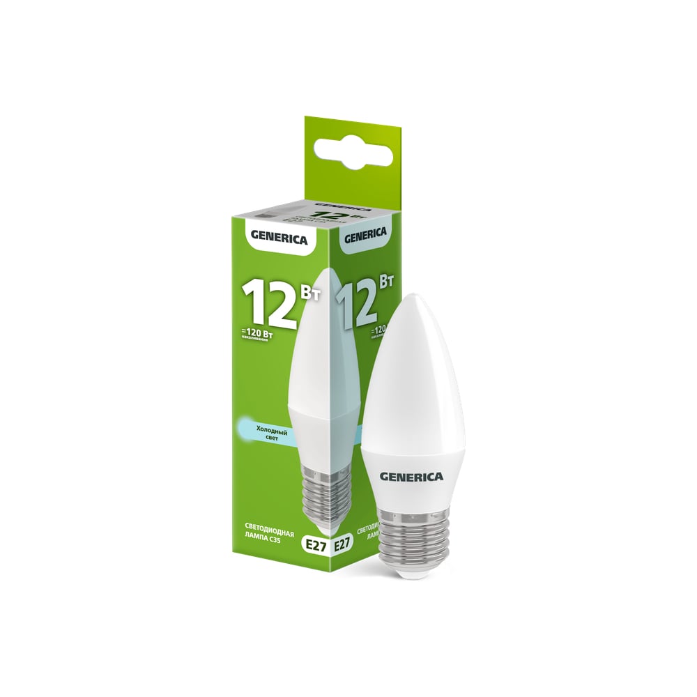 Изображение товара Лампа LED GENERICA C35 свеча 12Вт 230В 6500К E27 LL-C35-12-230-65-E27-G