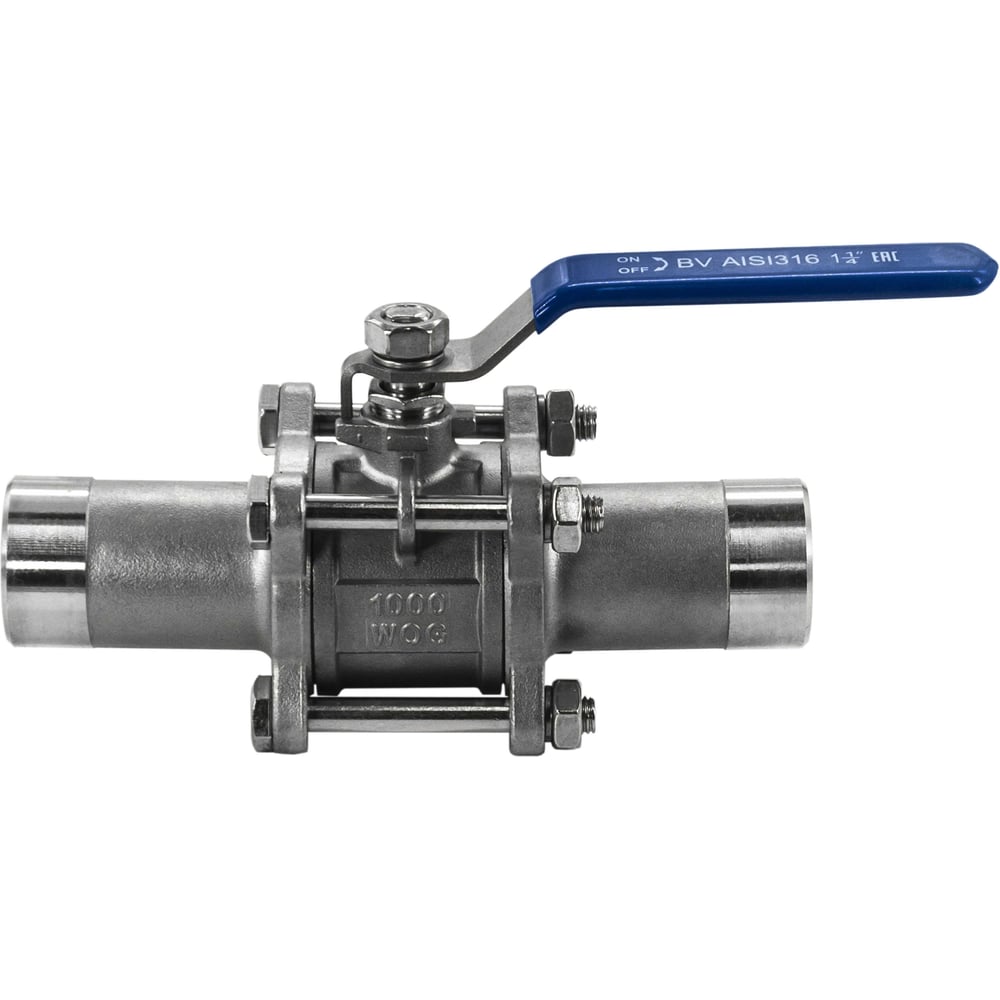 Кран шаровый NEWKEY приварной трехсоставной нержавеющий 3PC AISI316 DN32 1-1/4 PN40 NK-BE32/6