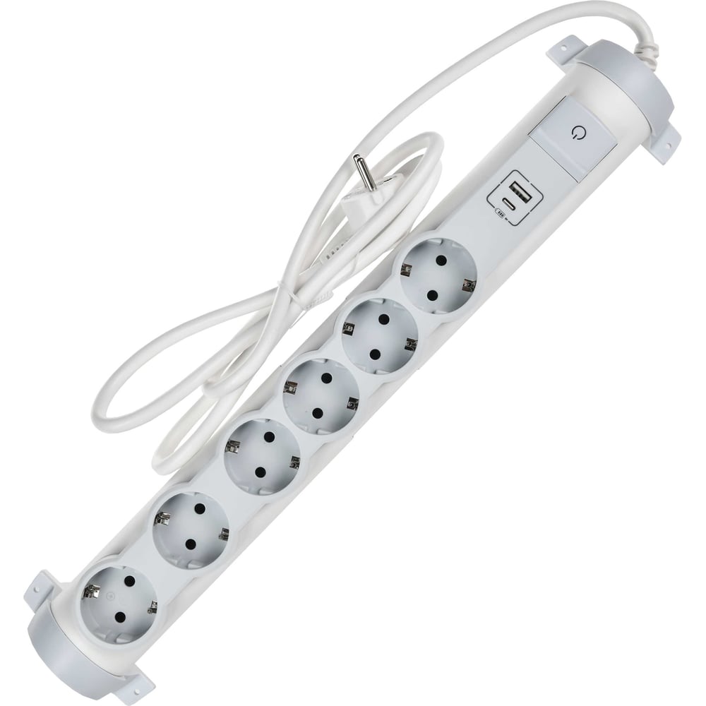 Изображение товара Удлинитель IEK COMFORT У06К 1,5м 3х1,5мм2 16А USB A+C 20Вт белый 694617