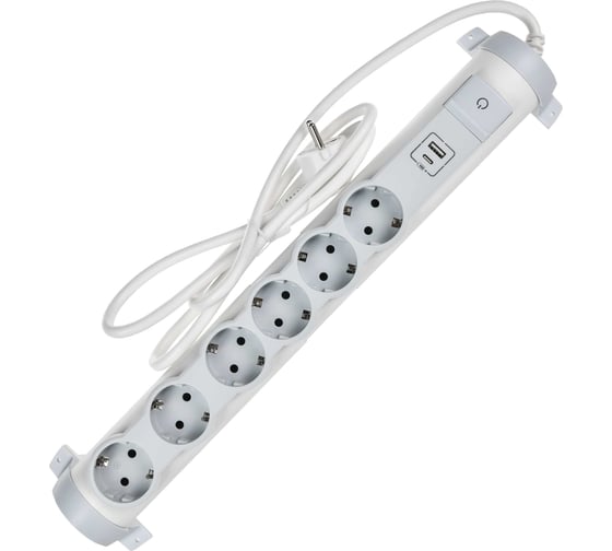 Изображение товара Удлинитель IEK COMFORT У06К 1,5м 3х1,5мм2 16А USB A+C 20Вт белый 694617