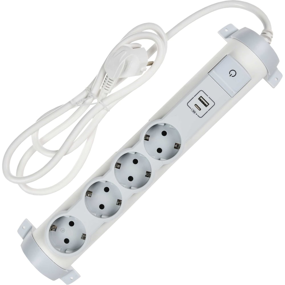 Изображение товара Удлинитель IEK COMFORT с USB, 4 розетки, 1,5 м, IP20, белый