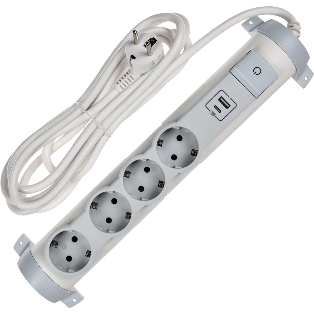 Изображение товара Удлинитель IEK COMFORT У04К 3м 3х1,5мм2 16А USB A+C 20Вт белый 694692